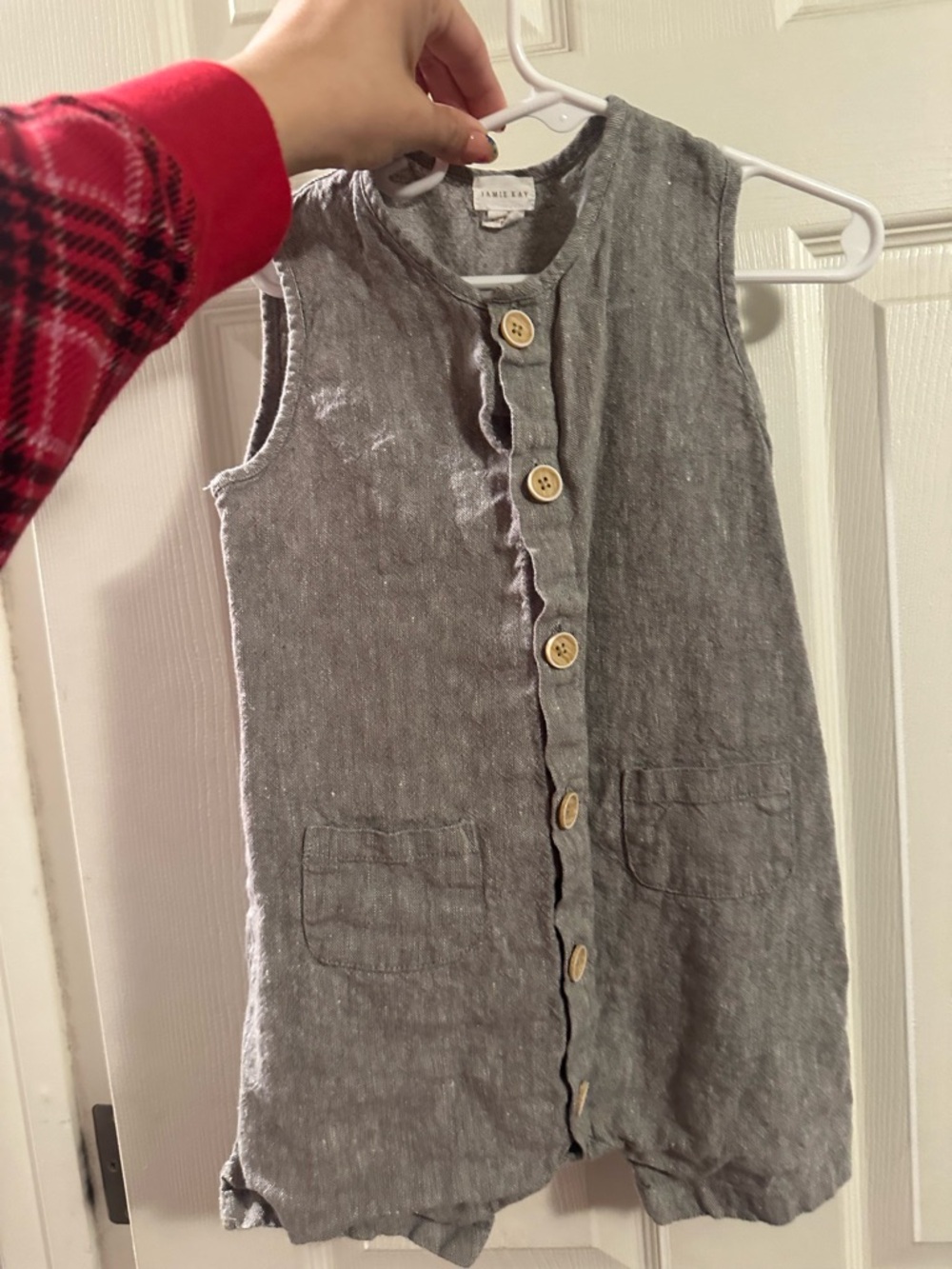 Jamie Kay Gray Sleeveless Button Romper
